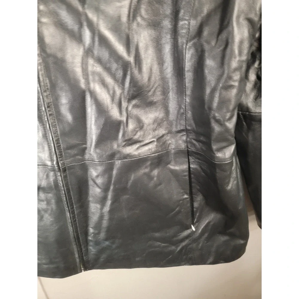 Excelled Leather Jacket Mens 2XL Big Black Genuine Leather Quilted Coat Full Zip